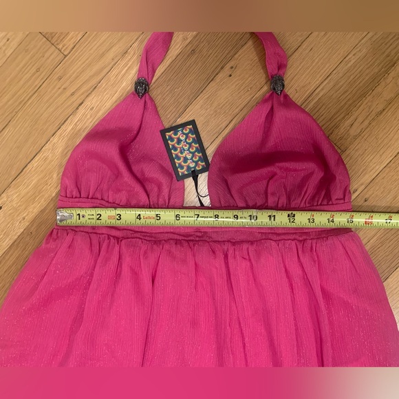NWT KURT GEIGER LONDON FUSHIA SPARKLY BACKLESS HALTER DRESS SZ XL/FITS US 12-14 - Picture 7 of 12